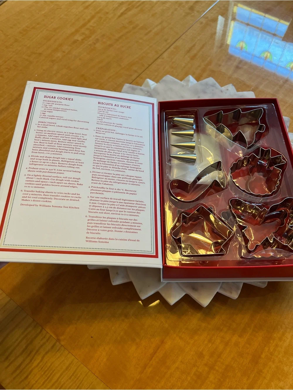 Williams Sonoma Holiday Sugar Cookie Mix with Red Gift Box and Cream Mixing Bowl